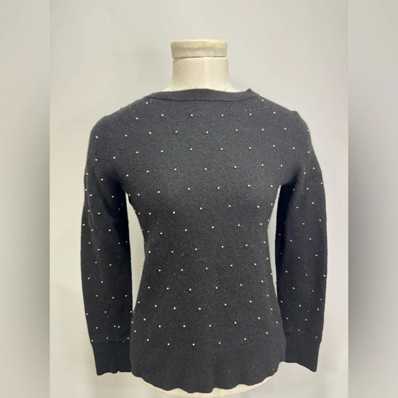 Banana Republic Black sweater with gold beads from sz large. Runs small. - Picture 3 of 13